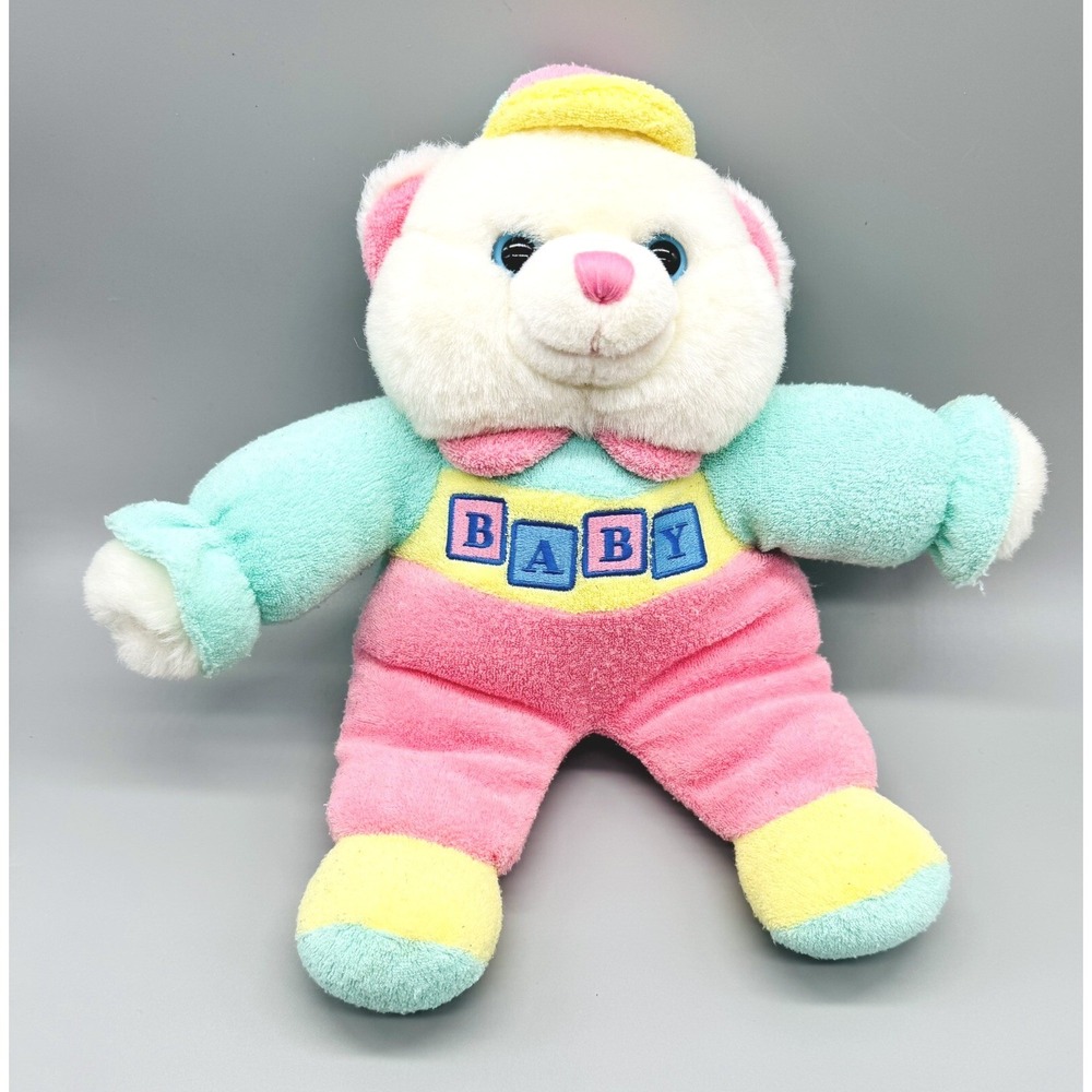 TB Trading BABY My First Teddy Bear Pastel Rattle Plush‎ 12 inch Terry Cloth VTG
